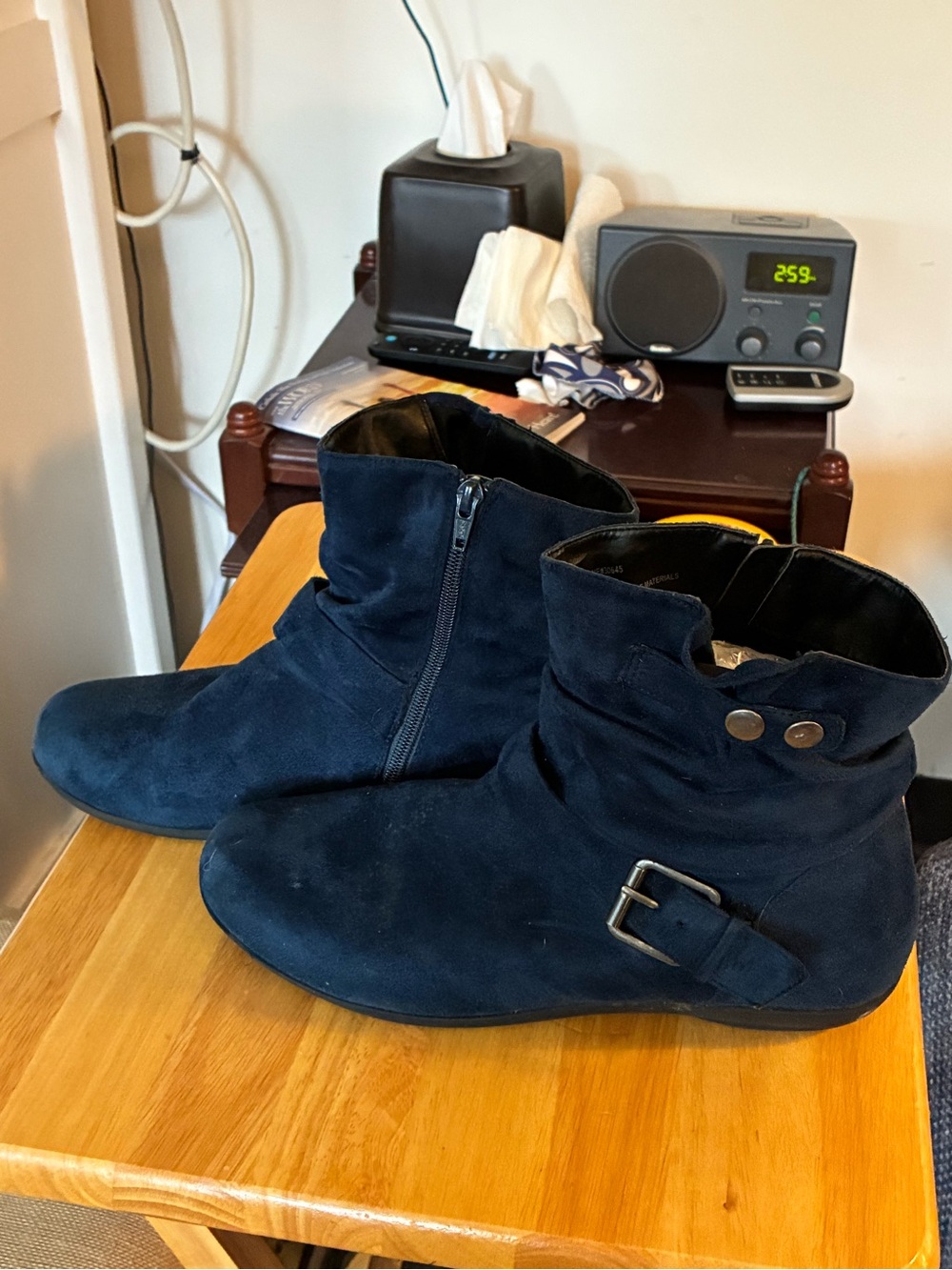 Women’s Suede Ankle Boots in Navy Blue